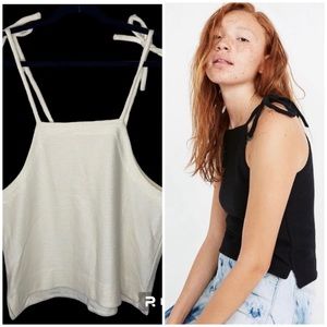 Madewell Tank Top Women’s 2XL CREAM COLOR Cotton Texture & Thread Tie Shoulder